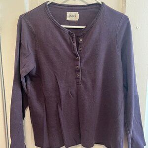 Pact Waffle Henley Long Sleeve, Color Plum Purple, Size Medium